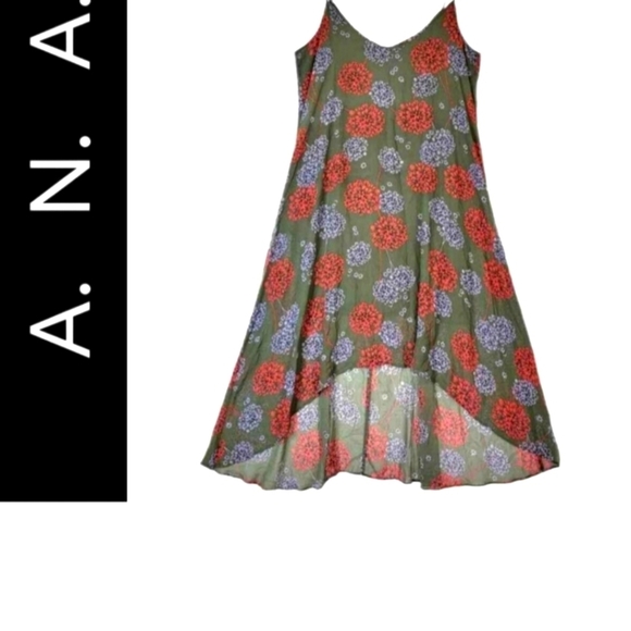 a.n.a A New Approch Summer Dress spaghetti straps Olive green xl - Picture 1 of 9